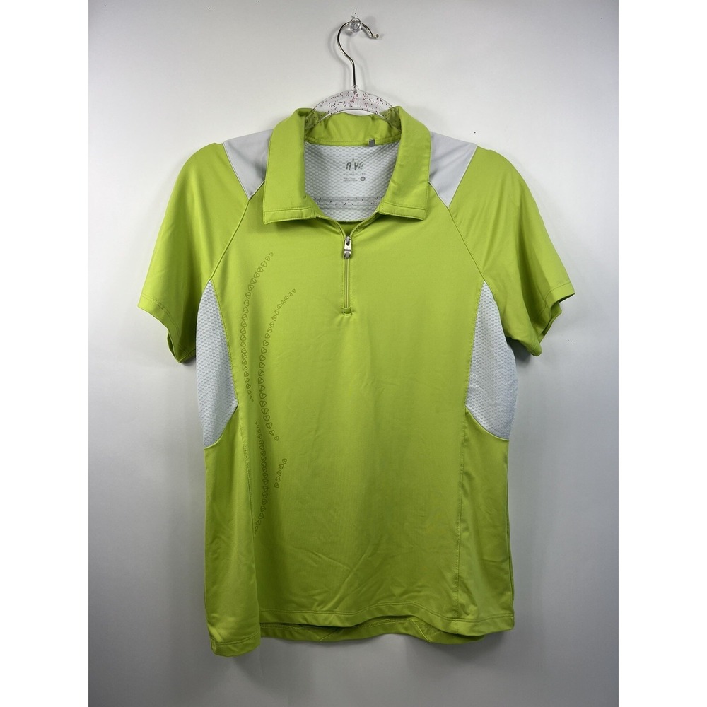 NVO Golf Shirt Women's Size M Green Raglan Short Sleeves 1/4 Zipper Logo - Picture 1 of 11